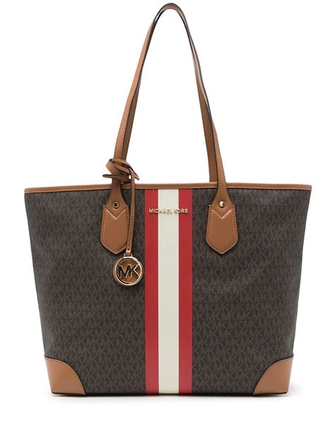 michael kors eva large stripe tote bag|Michael Kors Signature Logo Stripe Eva Large Tote Bag.